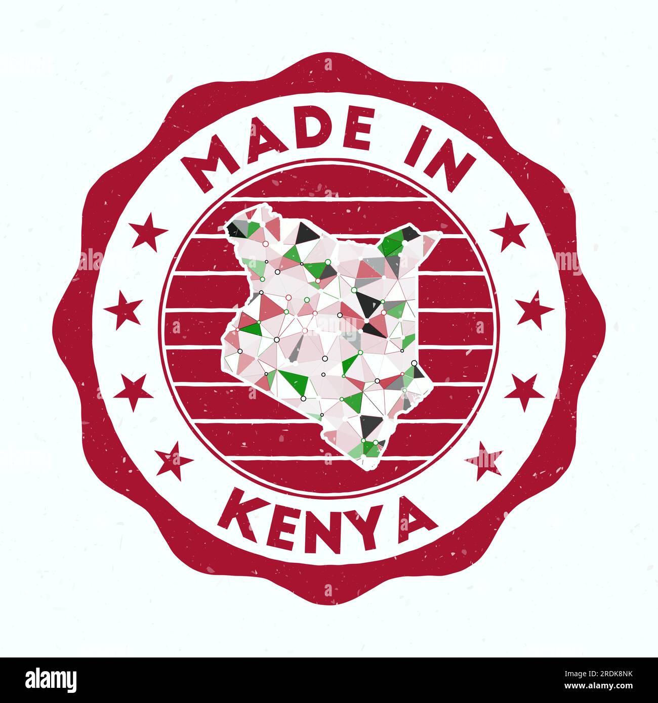 Made In Kenya. Country round stamp. Seal of Kenya with border shape