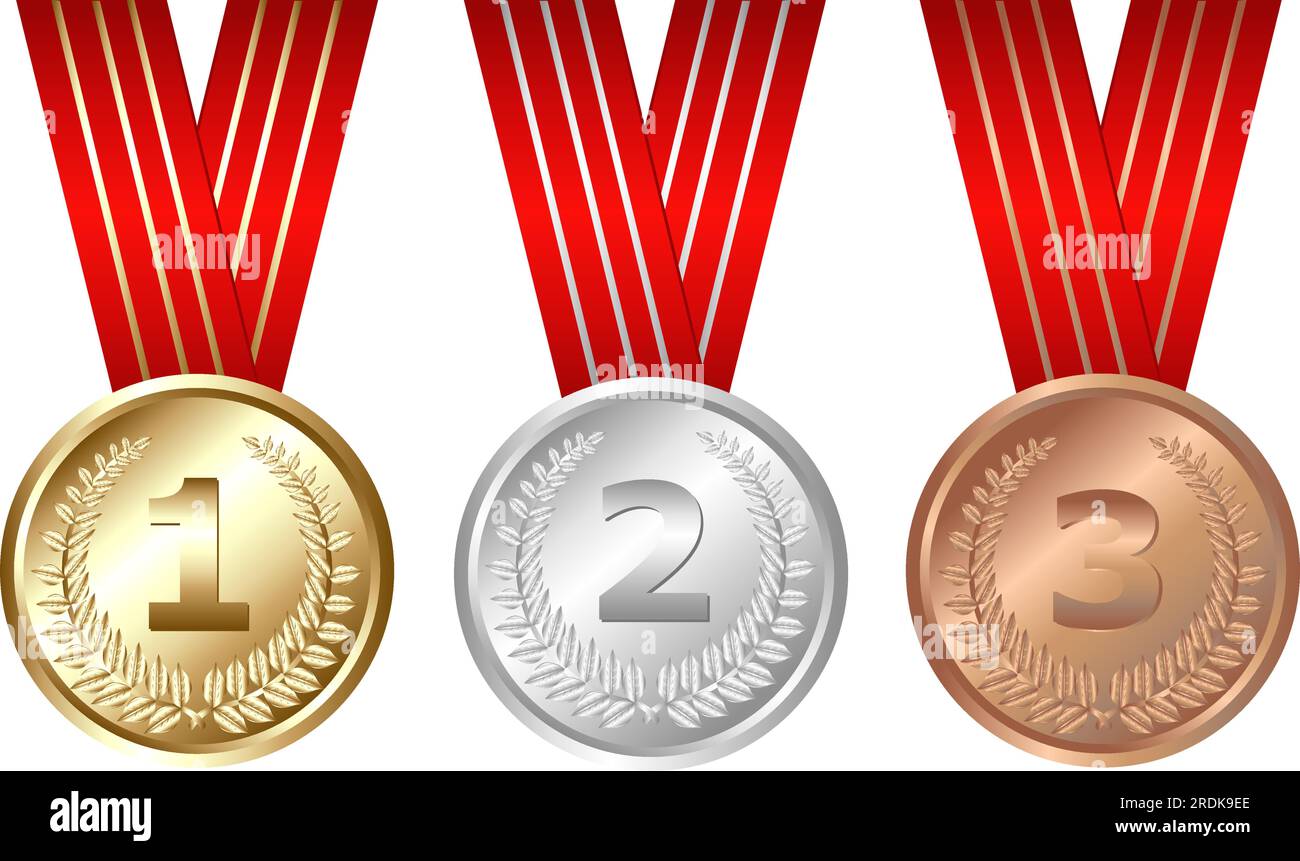 Golden, Silver, Bronze Medals, Isolated On White Stock Vector Image ...