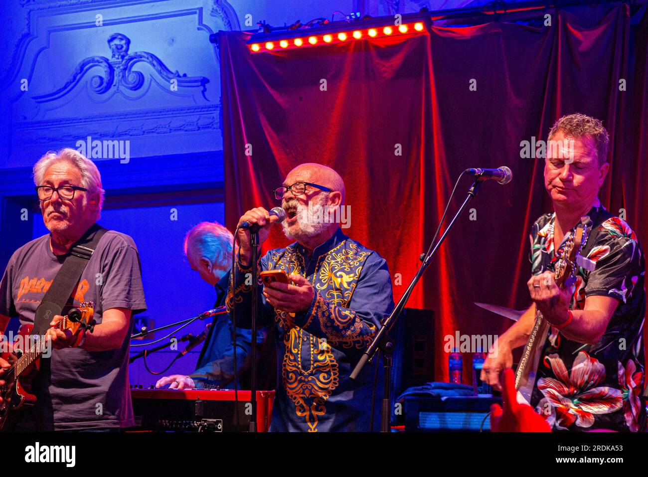 Comedian Keith Allen performs with The Blockheads at Bush Hall in London in July 2023 Stock