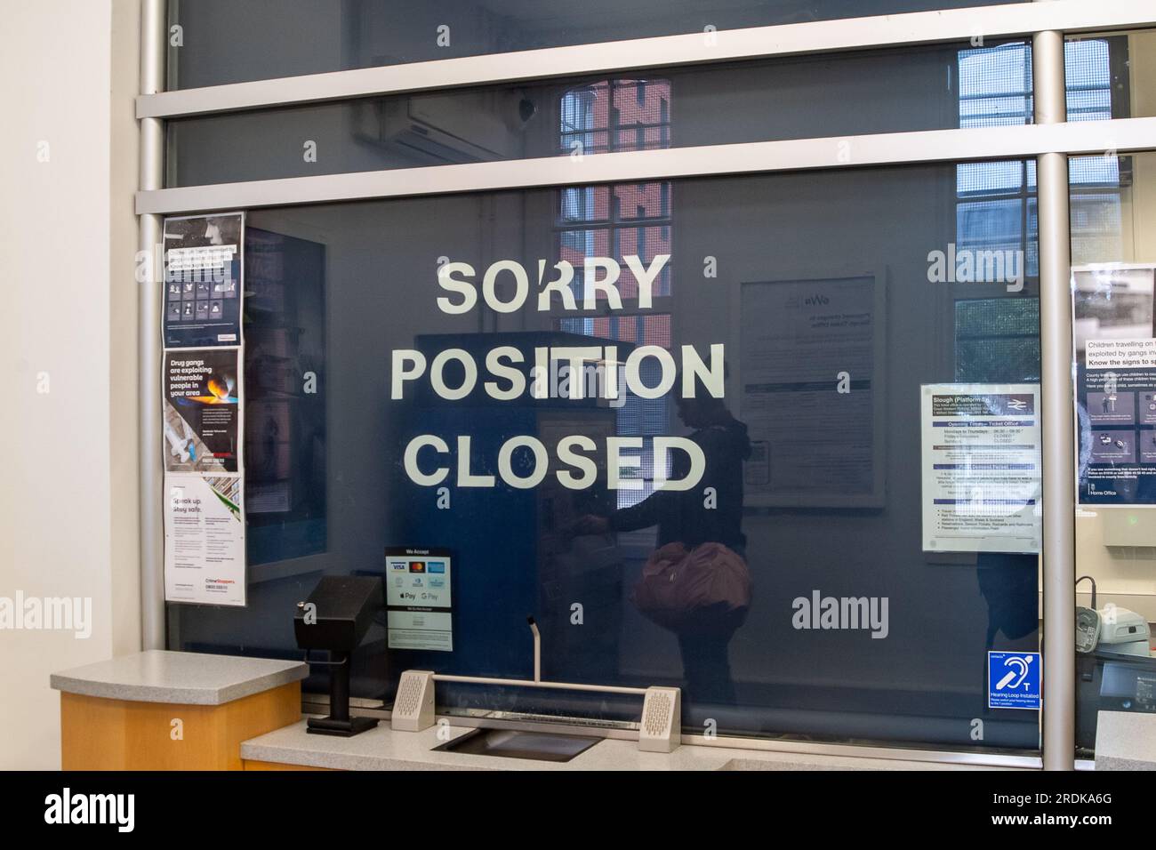 Slough UK 22nd July 2023 A Closed Ticket Office At Slough Railway Slough uk 22nd july 2023 a closed ticket office at slough railway
