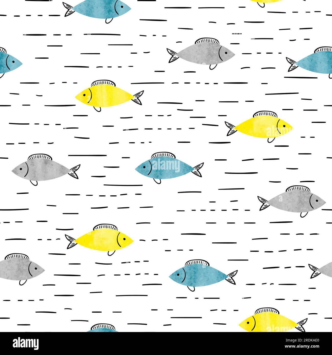 Seamless sea pattern with watercolor fish Stock Vector Image & Art - Alamy