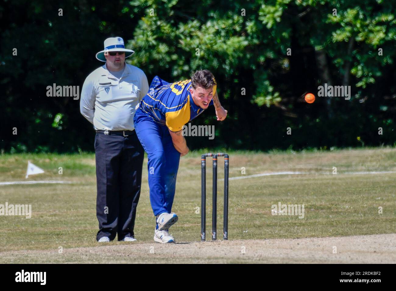Clydach, Wales. 3 June 2023. Jack Todd of Clydach bowling during the South Wales Premier Cricket League Division Two match between Clydach and Chepstow at Waverley Park in Clydach, Wales, UK on 3 June 2023. Credit: Duncan Thomas/Majestic Media. Stock Photo