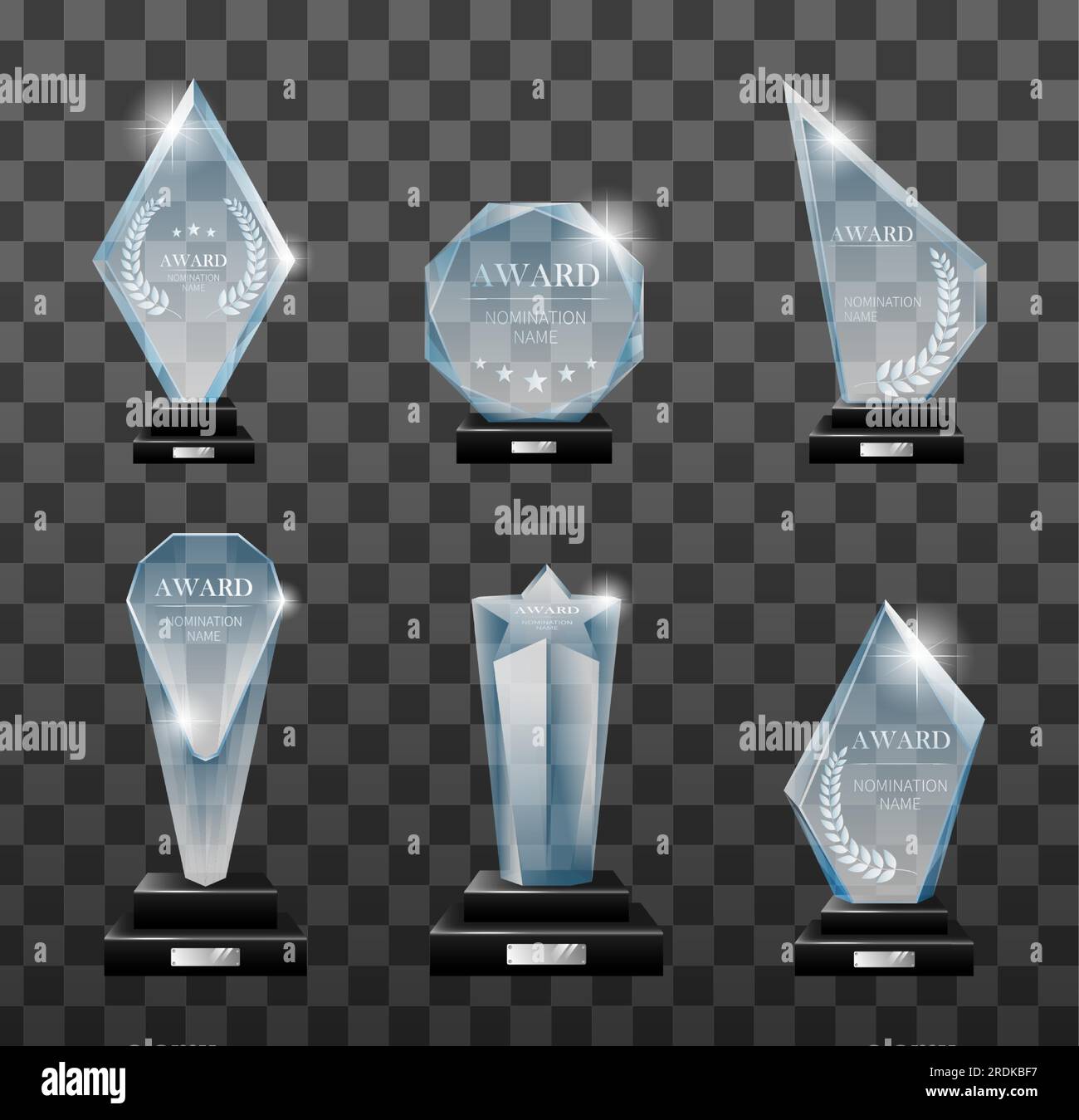 Winner podium plate with mirror reflection. Winner glass trophy. First