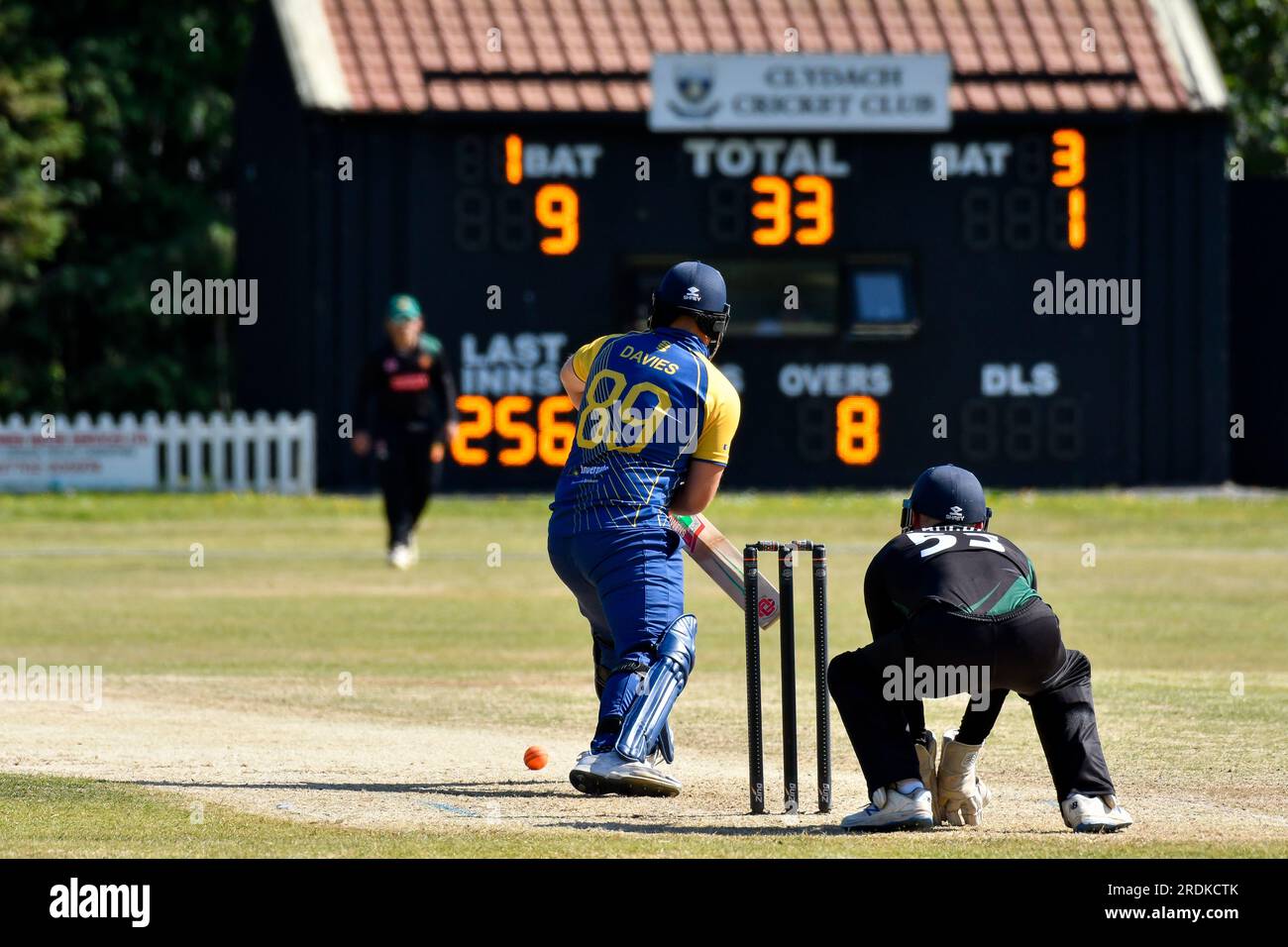 Clydach, Wales. 3 June 2023. Rhodri Davies of Clydach batting during