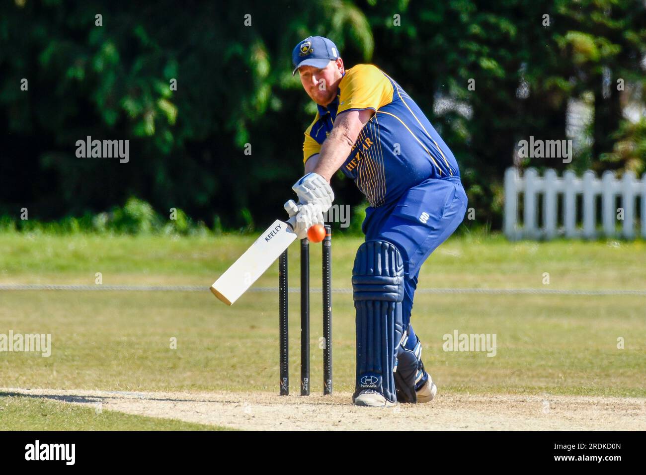Clydach, Wales. 3 June 2023. Steff Davies of Clydach batting during the South Wales Premier Cricket League Division Two match between Clydach and Chepstow at Waverley Park in Clydach, Wales, UK on 3 June 2023. Credit: Duncan Thomas/Majestic Media. Stock Photo