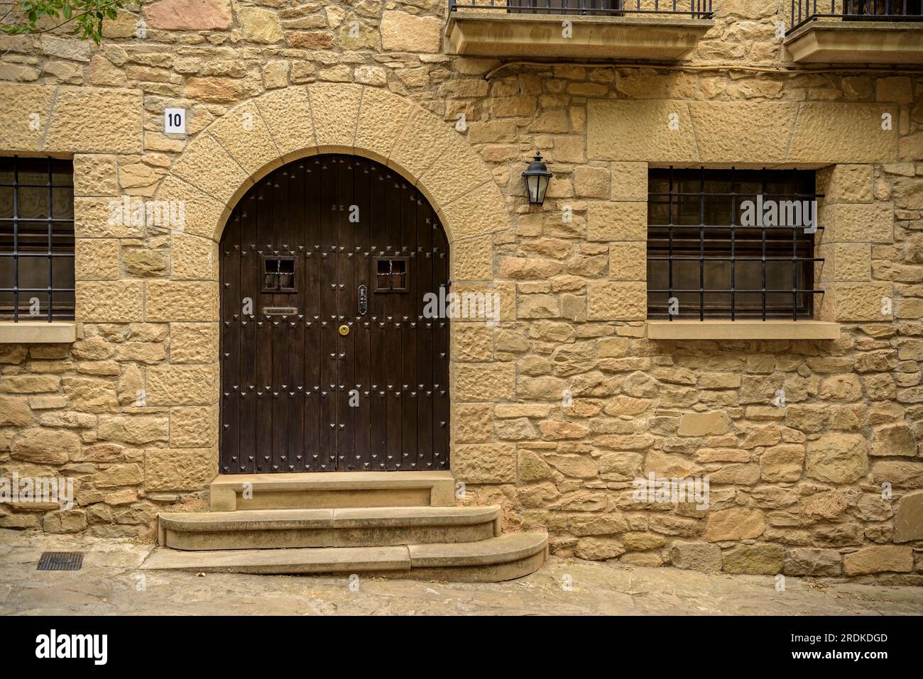 Details of a facade of a house in the medieval village of Montsonís (La Noguera, Lleida, Catalonia, Spain) Stock Photo