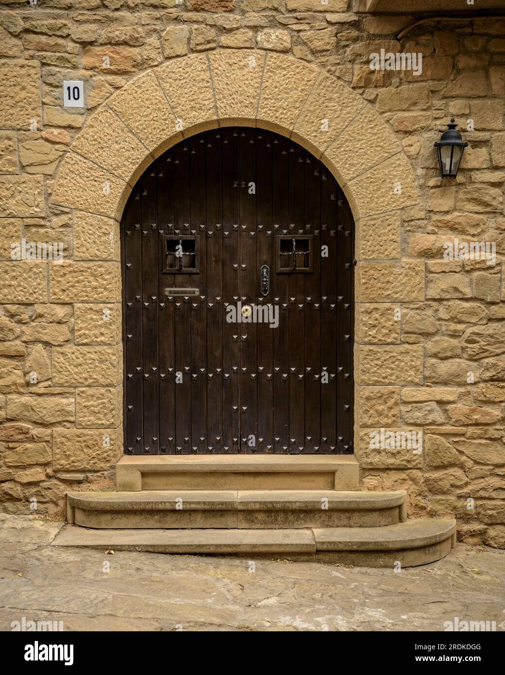 Details of a facade of a house in the medieval village of Montsonís (La Noguera, Lleida, Catalonia, Spain) Stock Photo