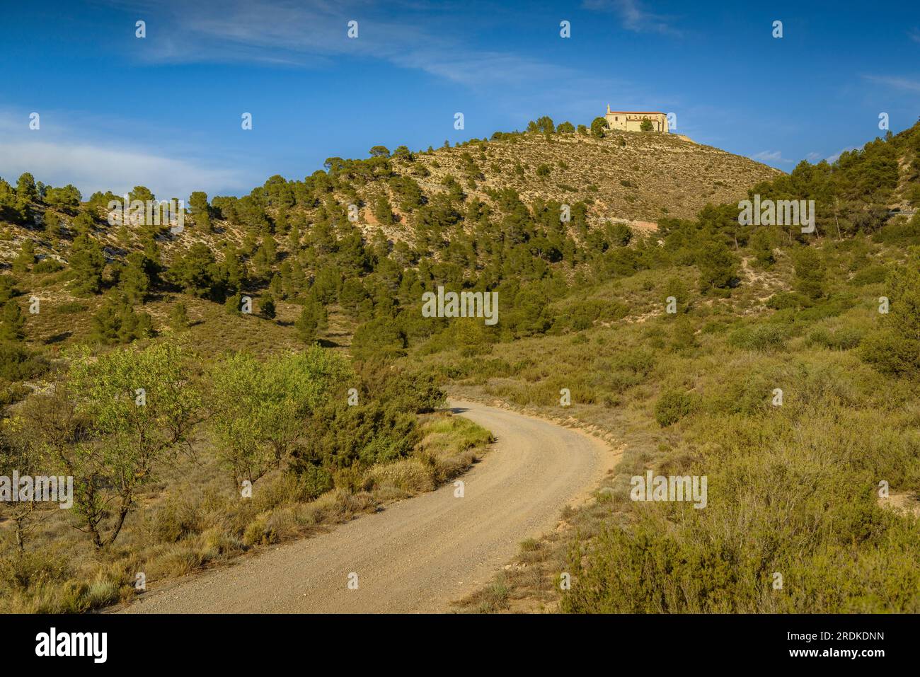 Hermitage and monastery of San Salvador on the summit of the same name (Bajo Cinca, Huesca, Aragon, Spain) ESP: Ermita monasterio de San Salvador Stock Photo