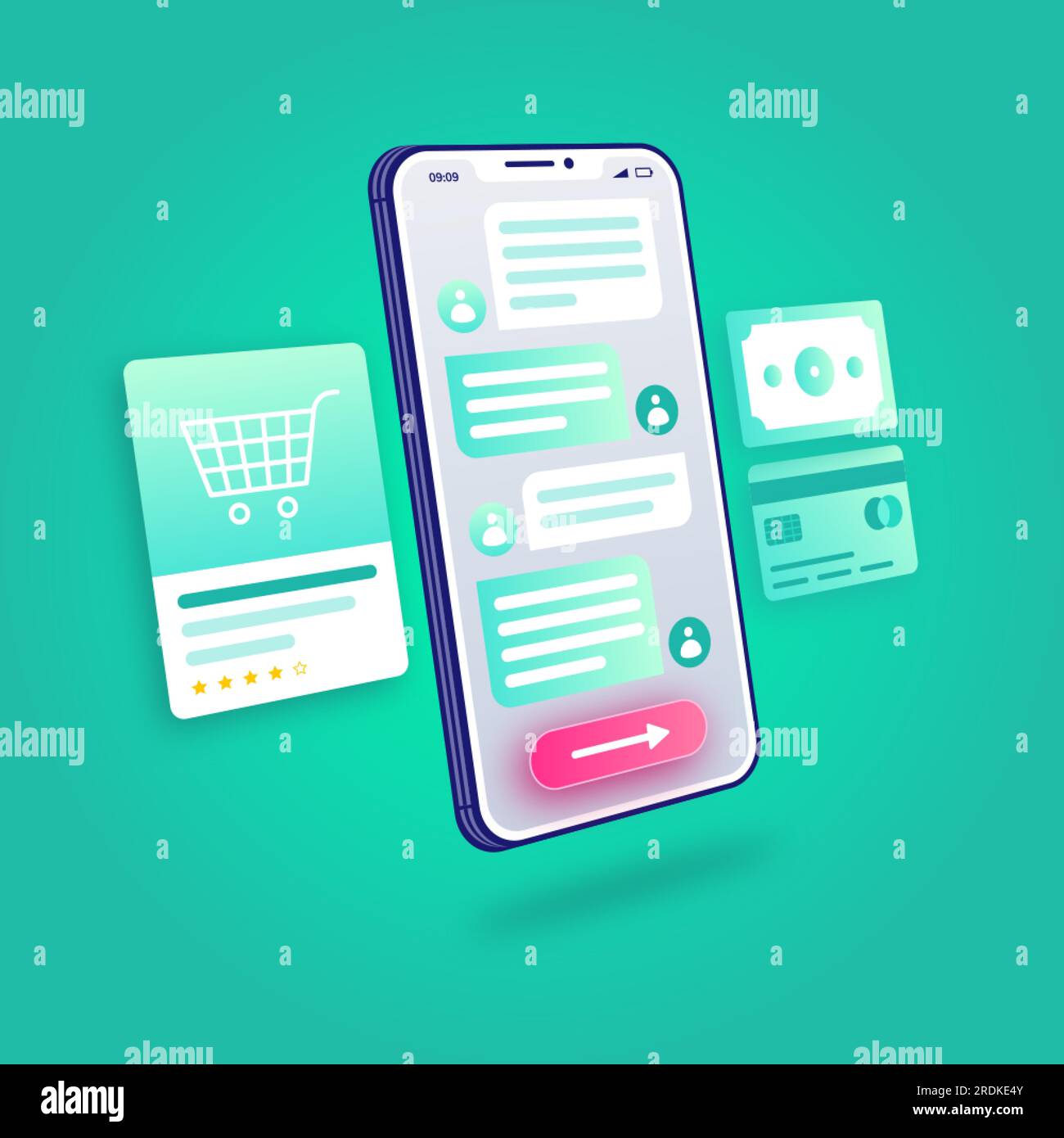 3d Illustration Online Shopping Customer Service Support