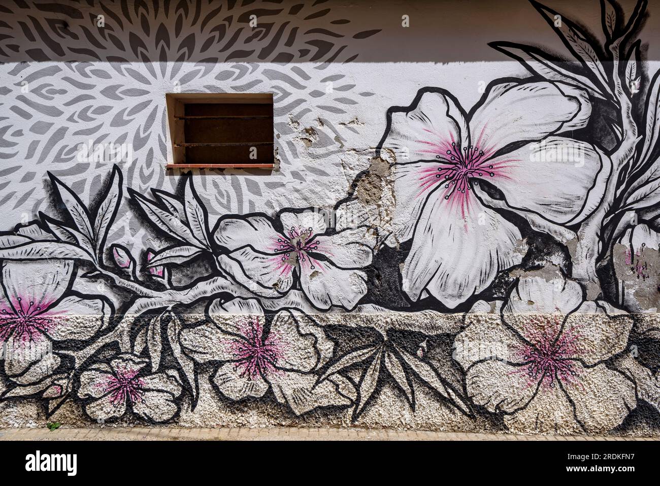 Murals painted on houses in the town of Penelles after the Gar-Gar festival (La Noguera, Lleida, Catalonia, Spain) ESP: Murales pintados en Penelles Stock Photo