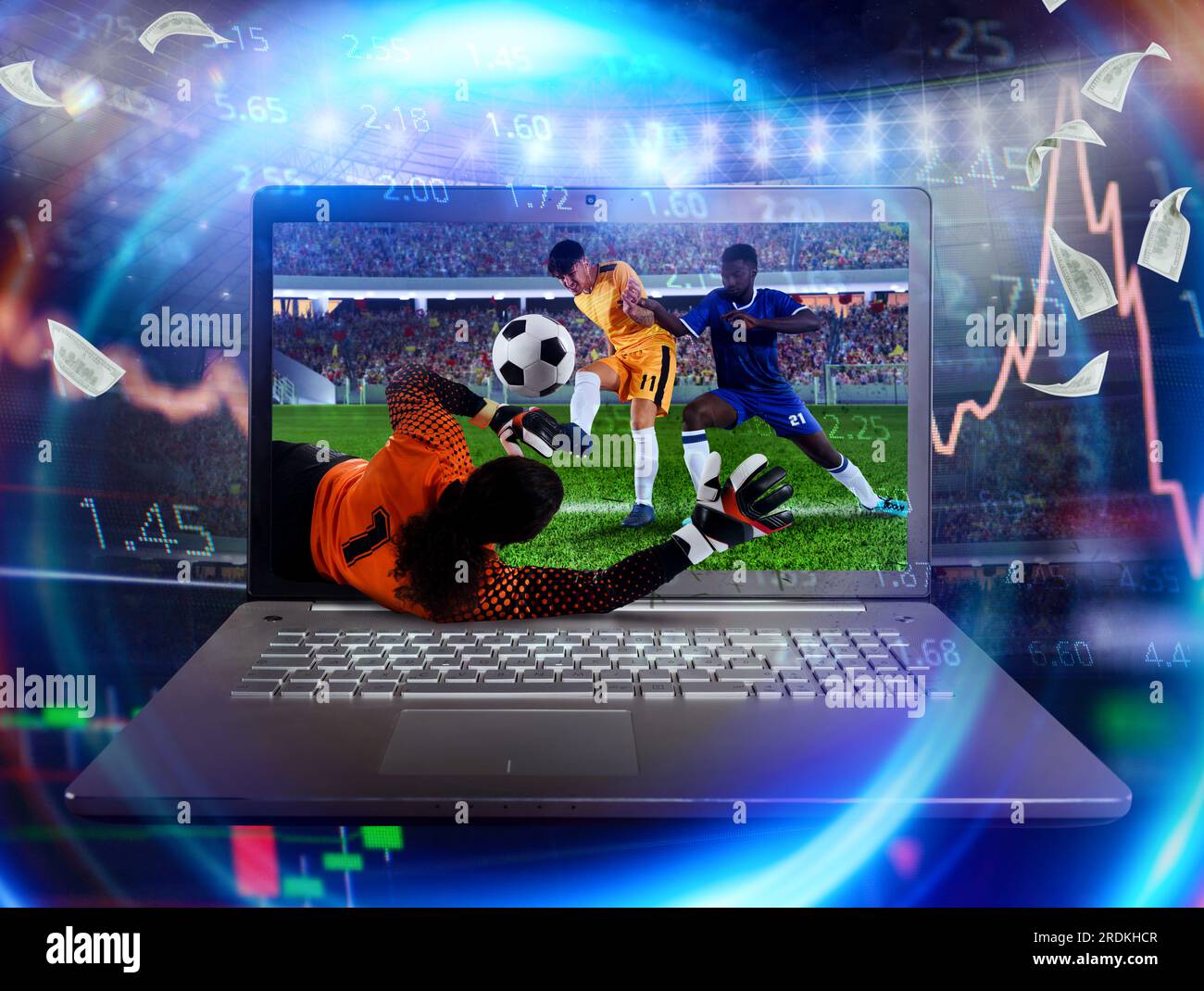 Online football bet and analytics and statistics for soccer game Stock