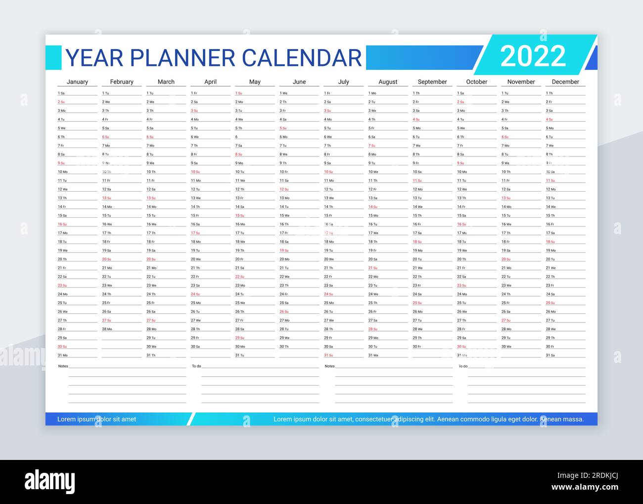 Calendar planner for 2022 year. Desk calender template. Vector. Annual