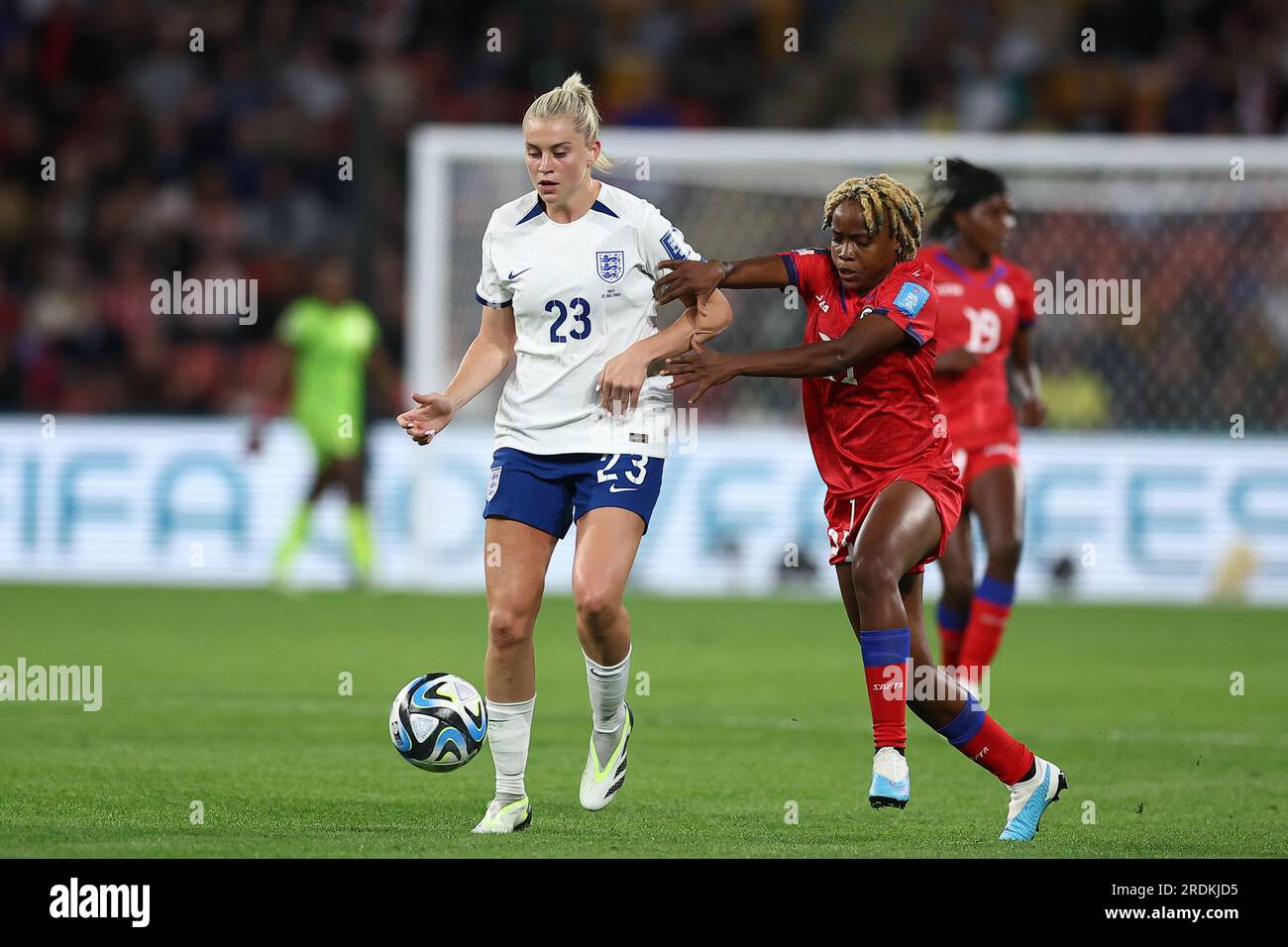 Alessia Russo #23 of England and Ruthny Mathurin #21 of Haiti battle ...