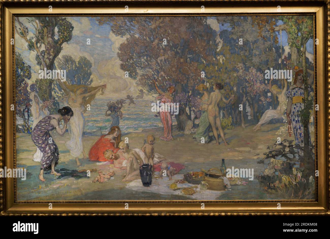 Janis Rozentals (1866-1916). Latvian painter. Arcadia I, 1904-1908. Oil on canvas and cardboard,  28,6 x 23,5 cm. Latvian National Museum of Art. Riga. Latvia. Stock Photo