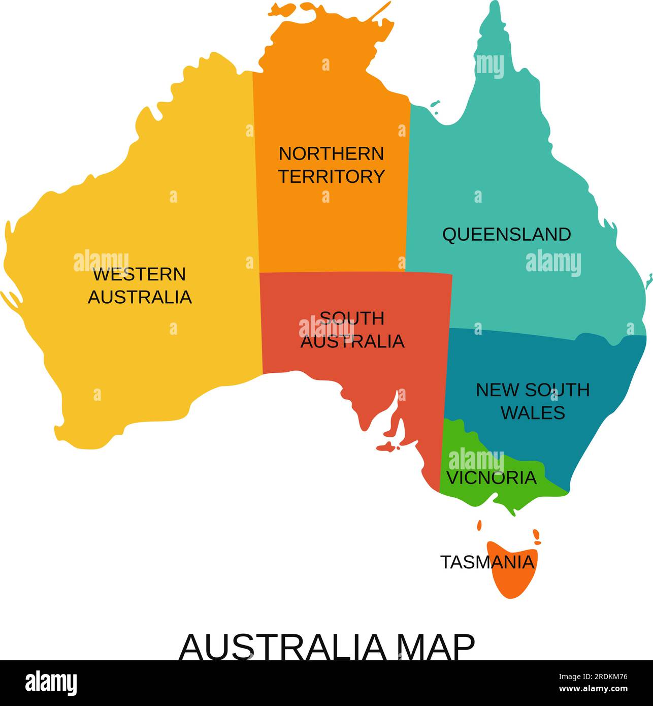 Australia map with regions. Vector. Australian states. Simple flat ...