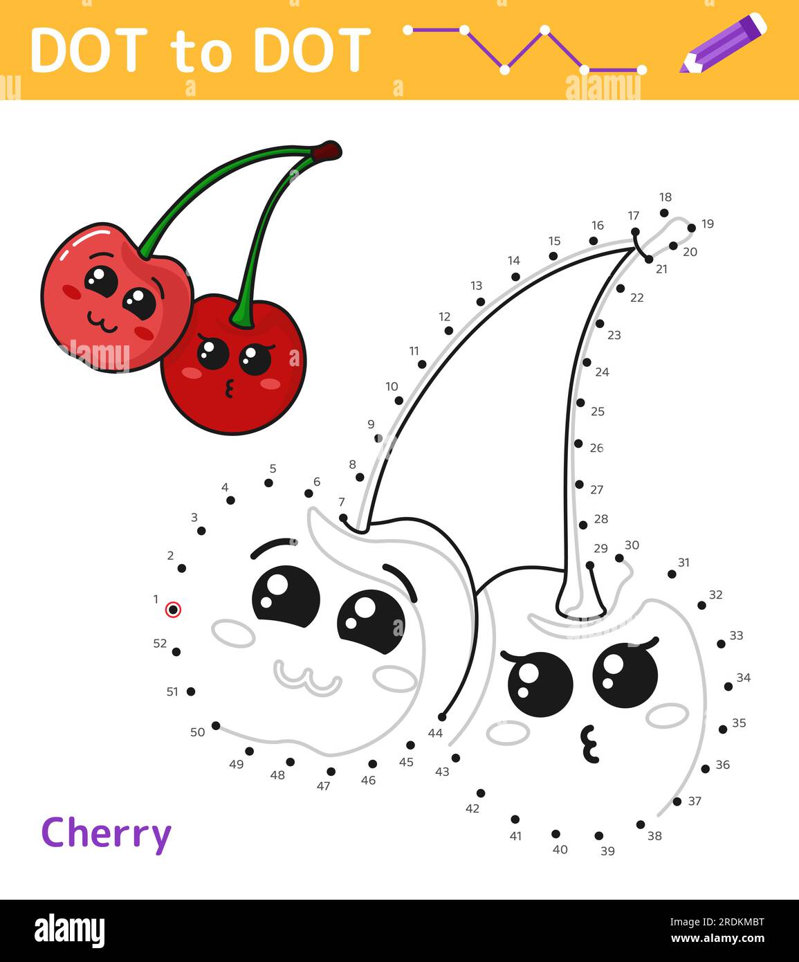 Numbers game Dot to dot. Game for kids. Cherry Stock Vector Image & Art ...