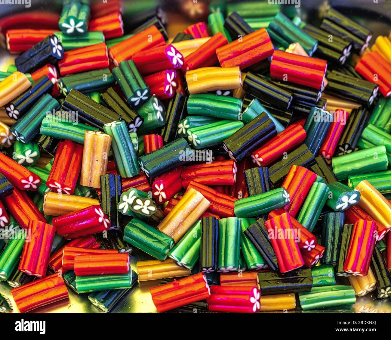 Assorted and colorful candies in the market stalls Stock Photo