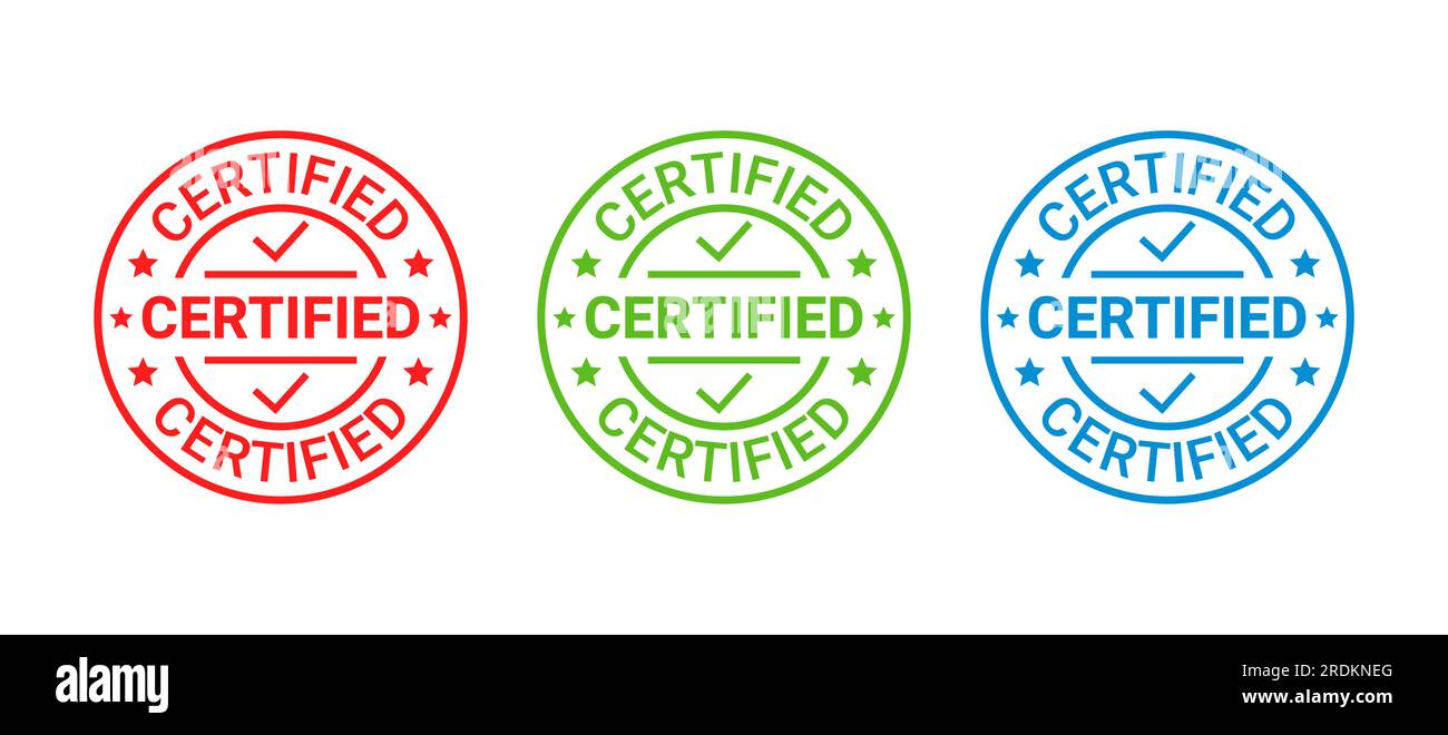 Certified rubber stamp. Quality mark approval. Checked retro badge. Warranty label. Vintage illustration Stock Vector