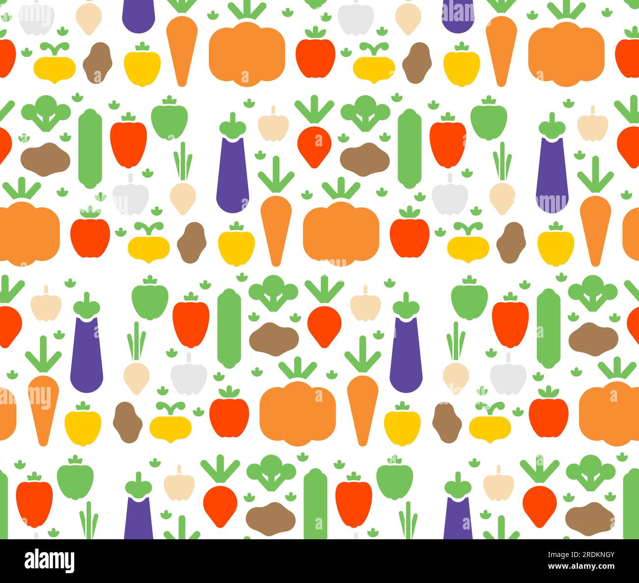 Vegetables pattern seamless. Vegetable set background. Eggplant and potatoes. Pumpkin and turnip. Radish and tomato. Garlic and carrot signs Stock Vector