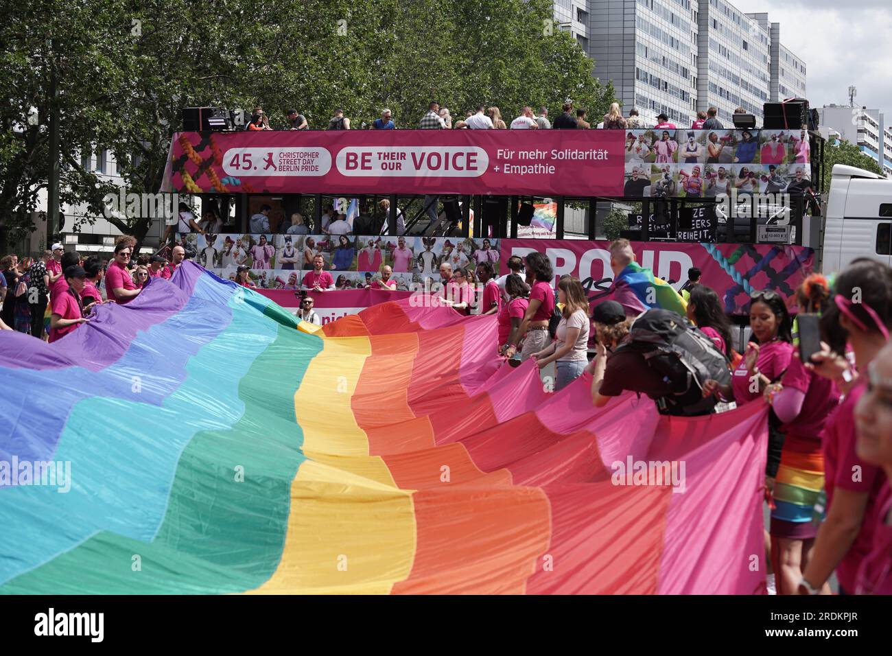 Berlin, Germany. July 22nd 2023. The countdown to CSD is underway. More than half a million people are expected to gather in Berlin for the Christopher Street Day (CSD) to celebrate and protest together. Stock Photo
