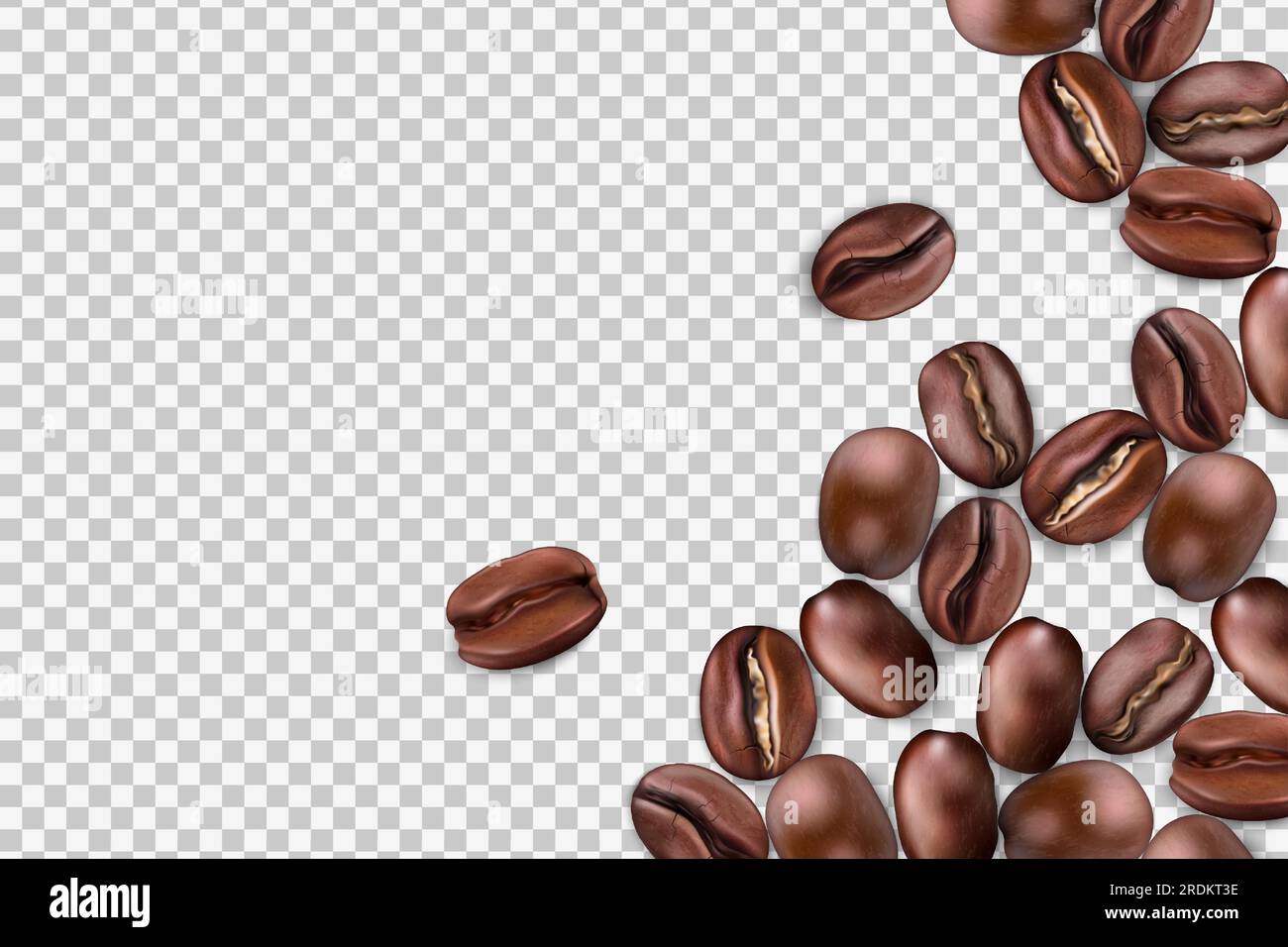 Coffee beans. Realistic 3d seeds, fresh roast, isolated arabica or
