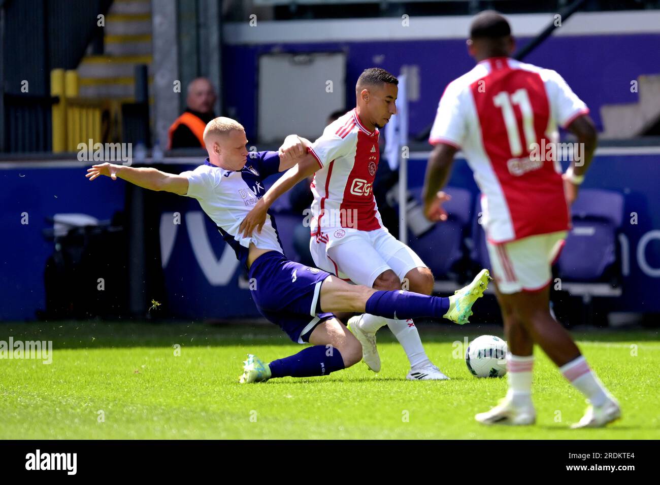 22-07-2023: Sport: Anderlecht v Ajax ANDERLECHT, BELGIUM - JULY 22: Steven  Bergwijn (AFC AJAX) and Louis Patris (RSC Anderlecht) during the match Tes  Stock Photo - Alamy