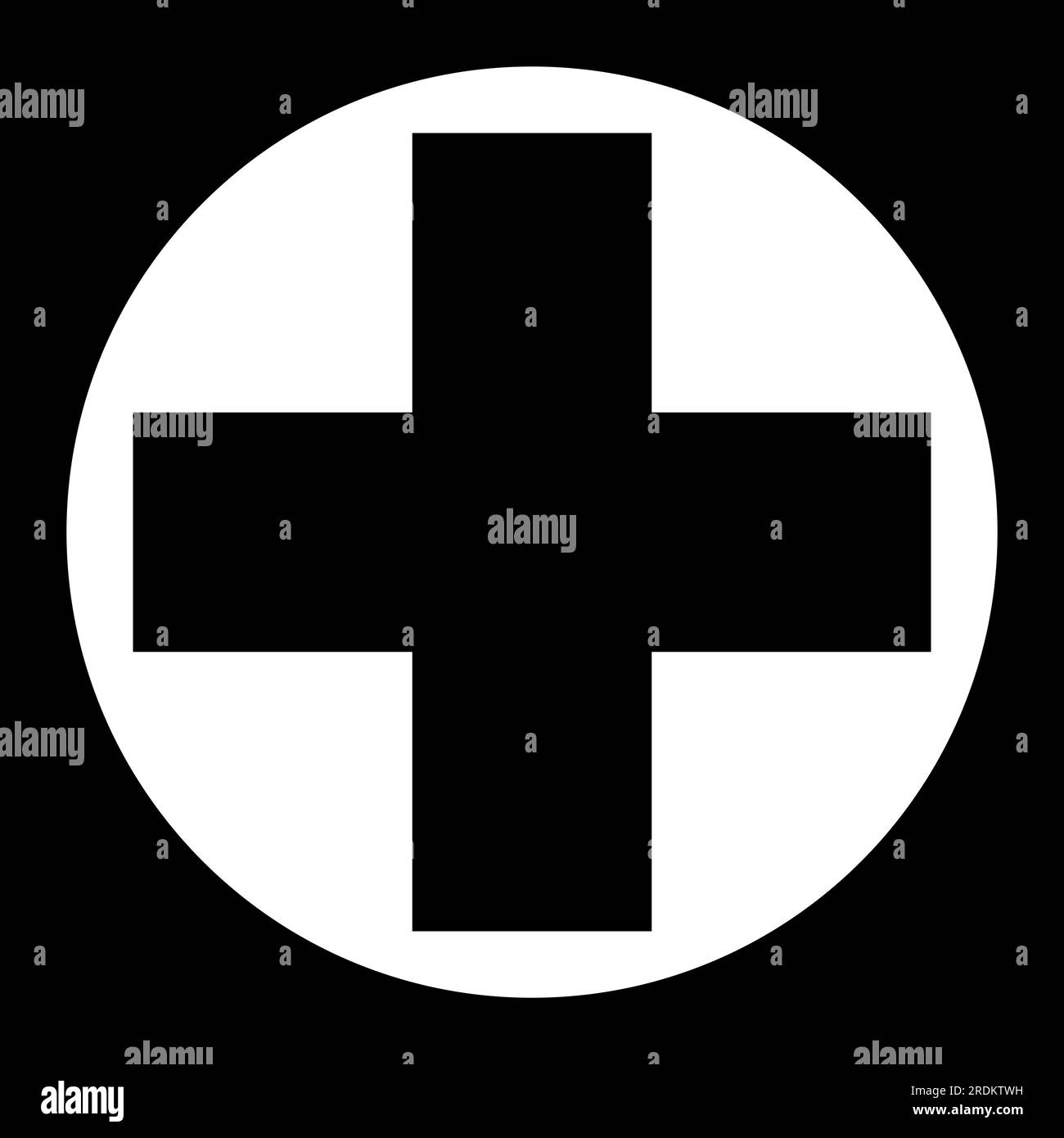 cross in a circle - symbol of hospital, pharmacy and first aid, black and white vector illustration, white background Stock Vector