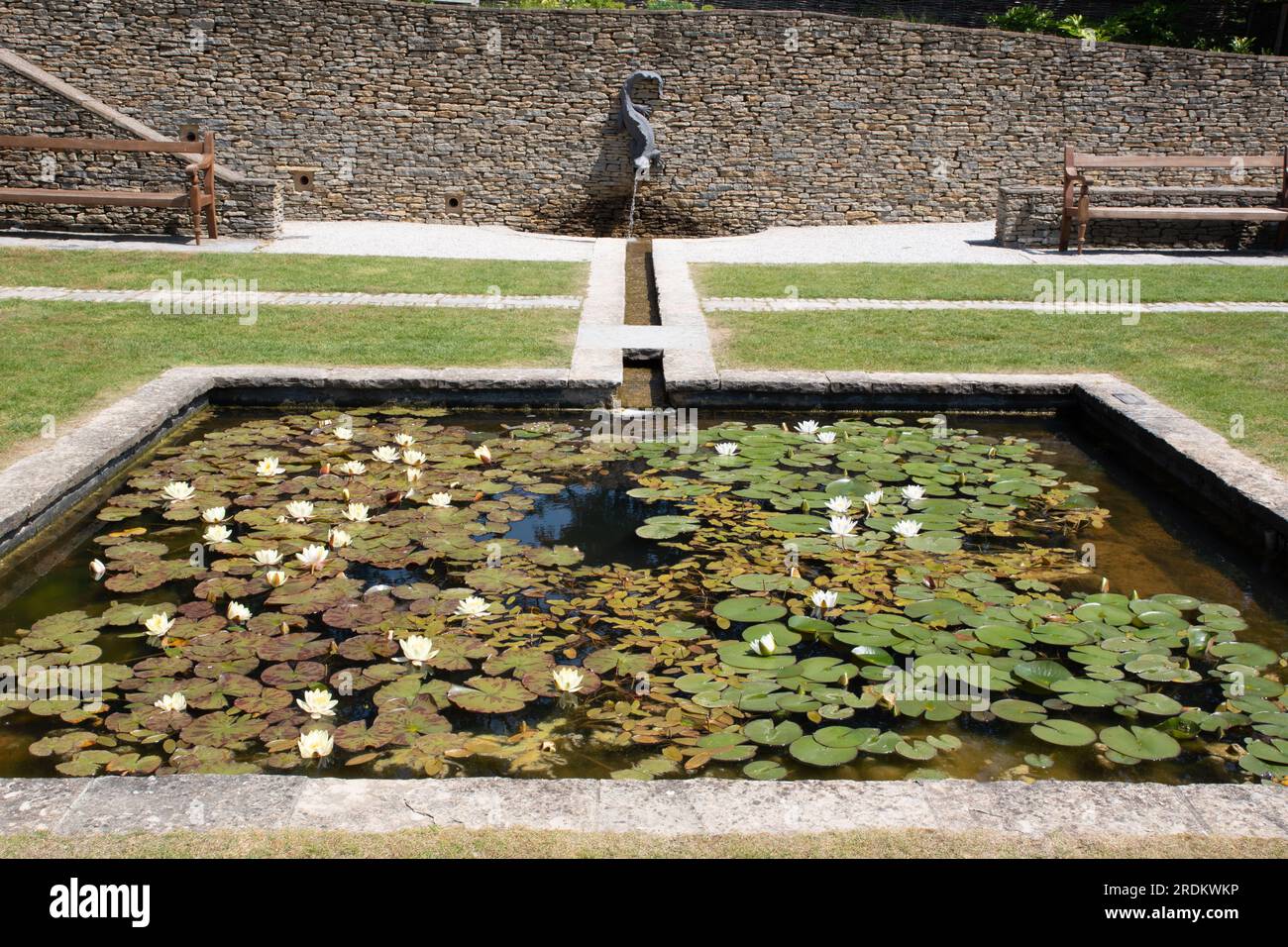 Lilly Pond and rill at The Newt Somerset Stock Photo