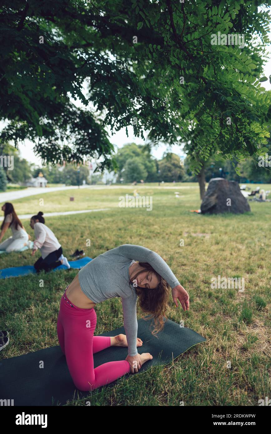 Woman arms overhead in yoga hi-res stock photography and images - Alamy