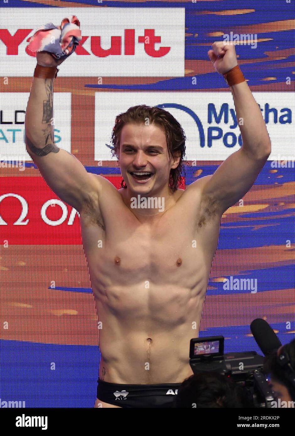 ROUSSEAU Cassiel of Australia reacts during the Diving Men 10m Platform Final at World Aquatics