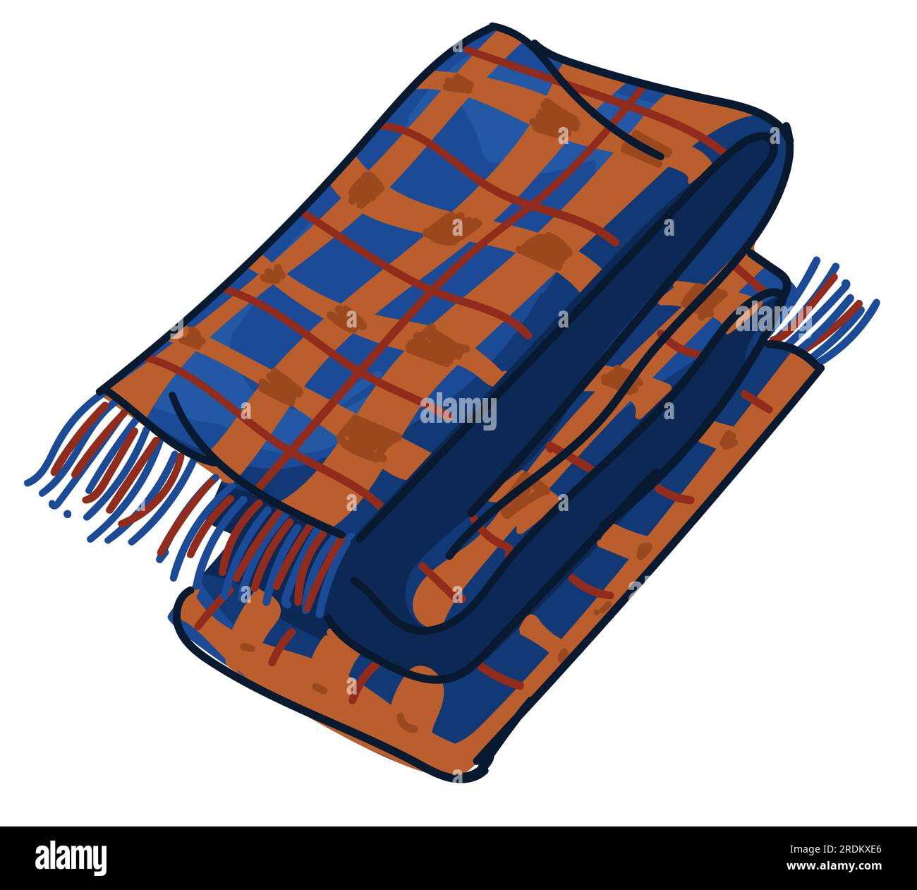 Warm woolen scarf with pattern, trendy clothes Stock Vector