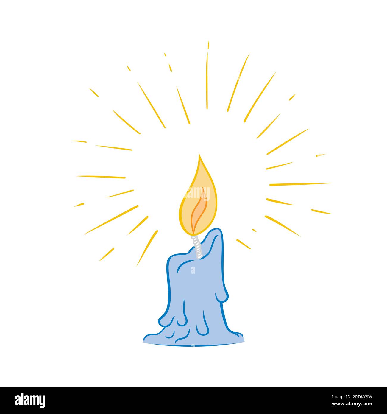 Burning Candle. Flat Design Blue Candle Stock Vector