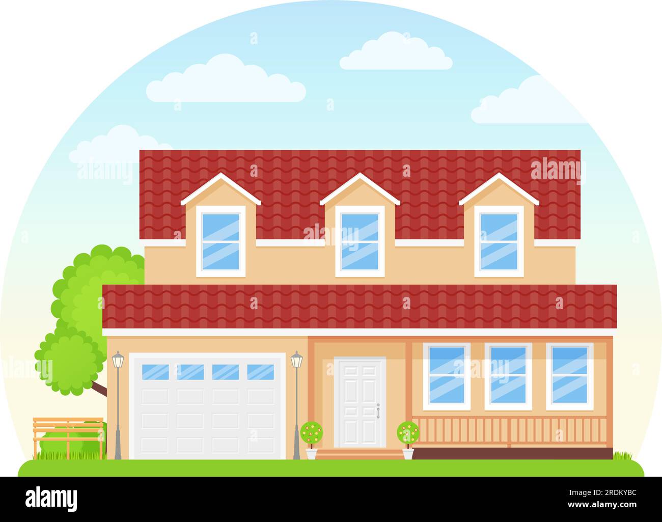 House exterior. Vector. Home facade front view. Townhouse building