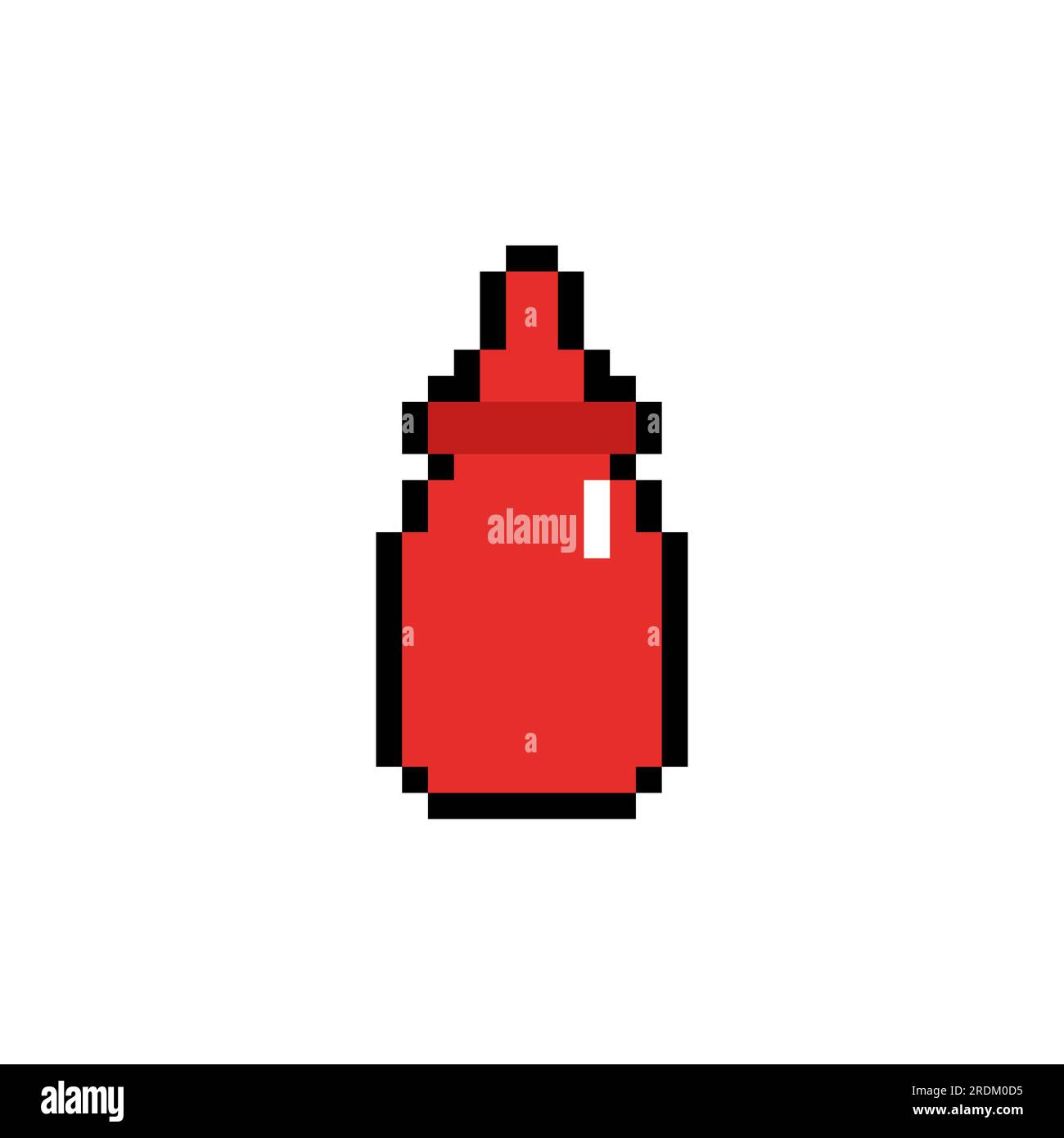 Ketchup pixel art icon isolated. 8 bit food sign. pixelated Symbol for mobile application Stock Vector