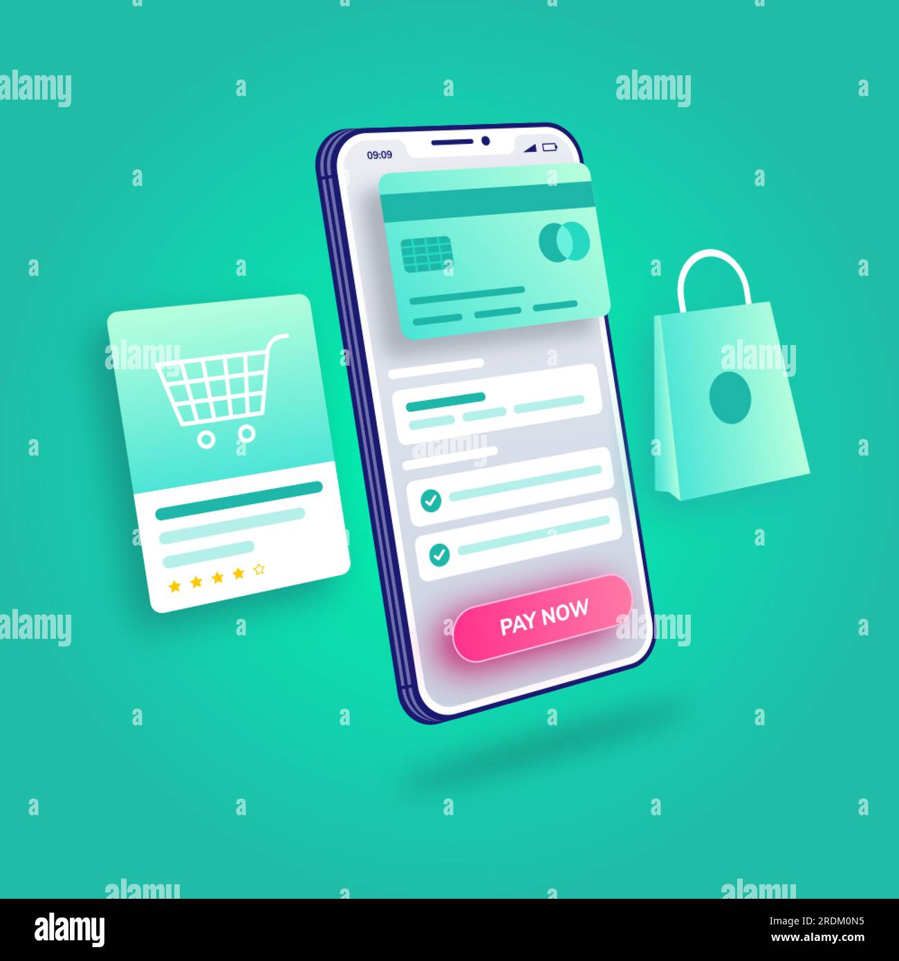 3d Illustration E-Commerce Online Shopping Payment Process Mobile