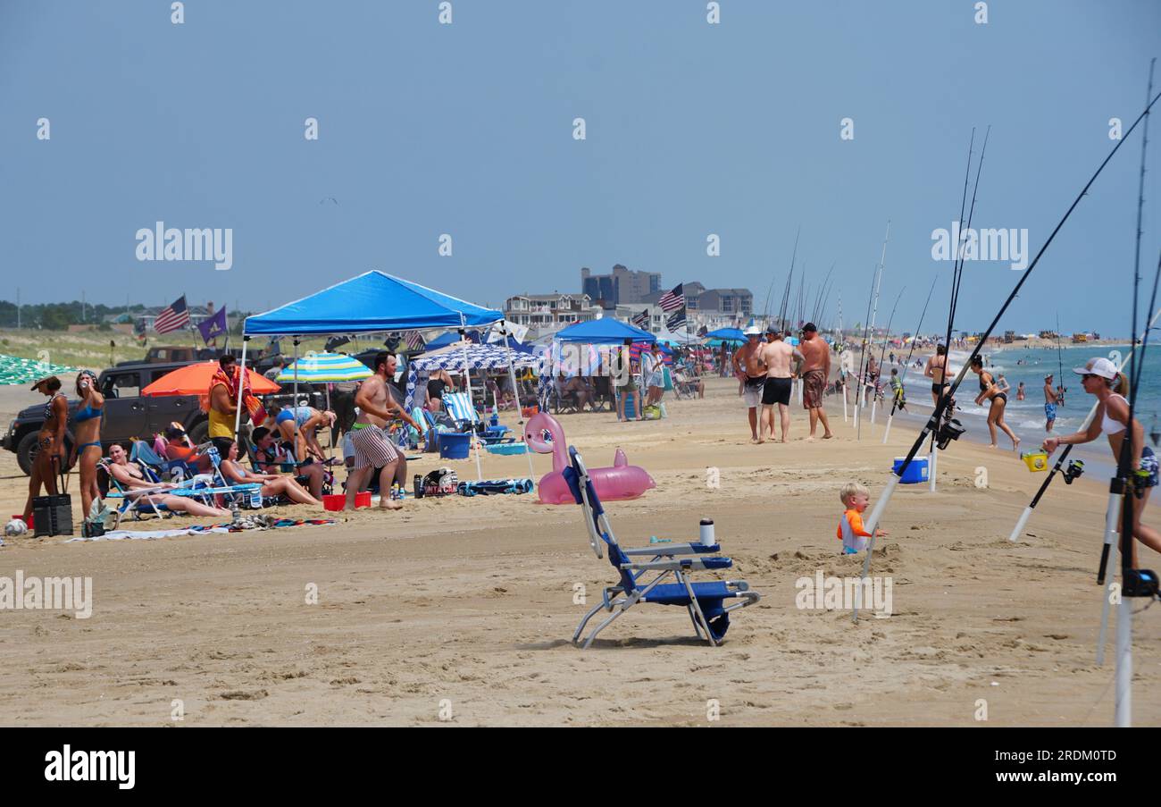 Fenwick Island, Delaware, U.S.A July 8, 2023 The crowds on the surf