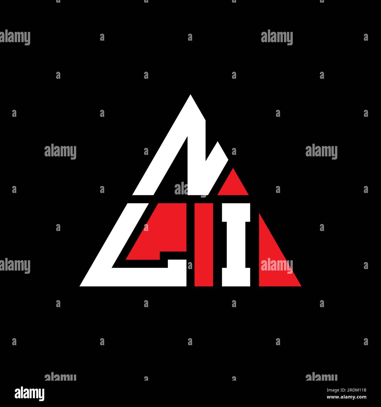 NLI triangle letter logo design with triangle shape. NLI triangle logo design monogram. NLI triangle vector logo template with red color. NLI triangul Stock Vector