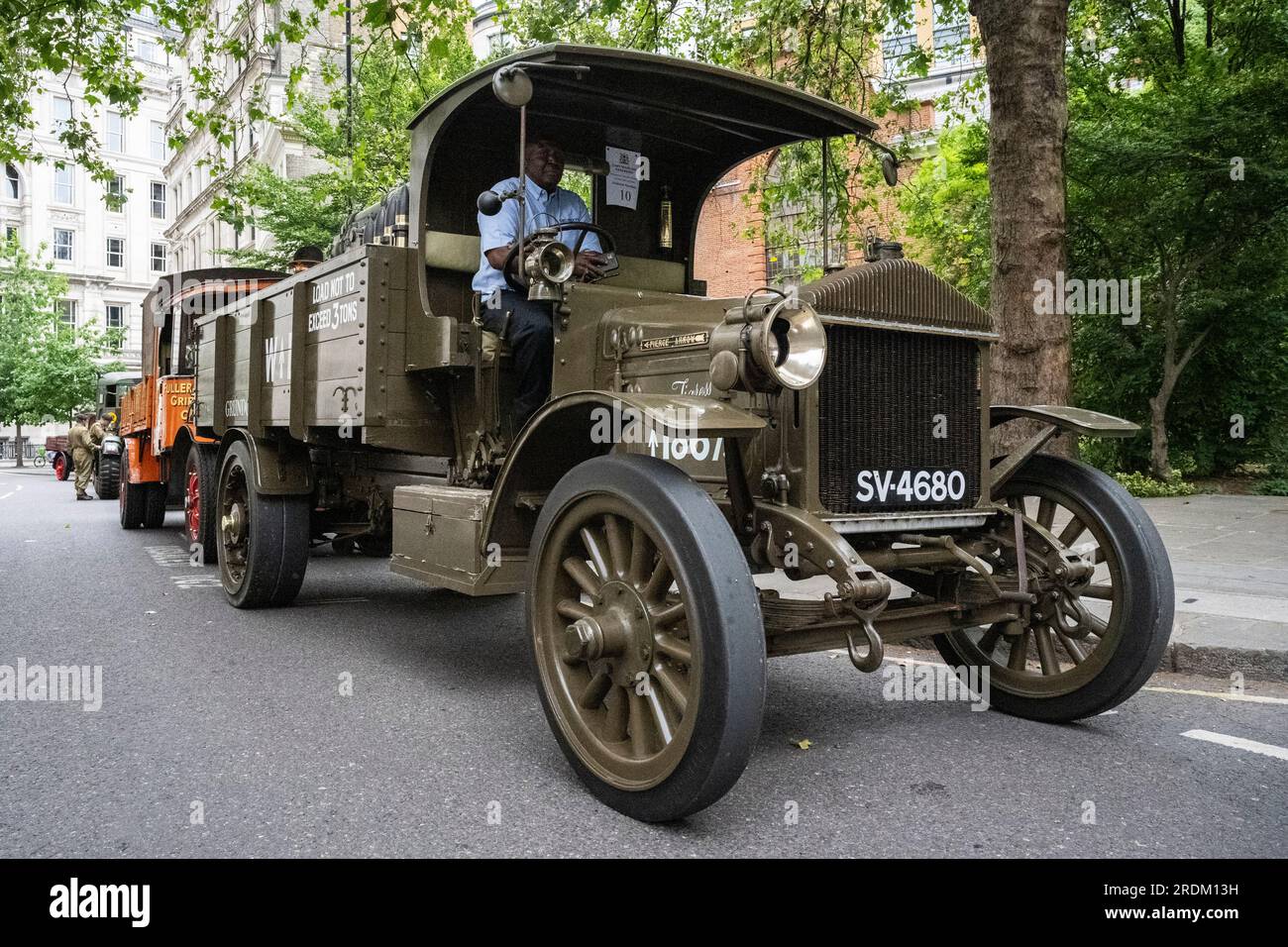 London, UK.  22 July 2023. Traditional vehicles parked up ahead of taking part in the Cart Marking ceremony in Guildhall Yard.  The event dates back over 750 years to the early days of The City of London with the regulation of horse and carts.  Sheriffs, the Master Carman,  two Wardens and the Master Glover, dressed in traditional robes, brand each vehicle with a red-hot iron, a ritual known as Cart Marking. Credit: Stephen Chung / Alamy Live News Stock Photo