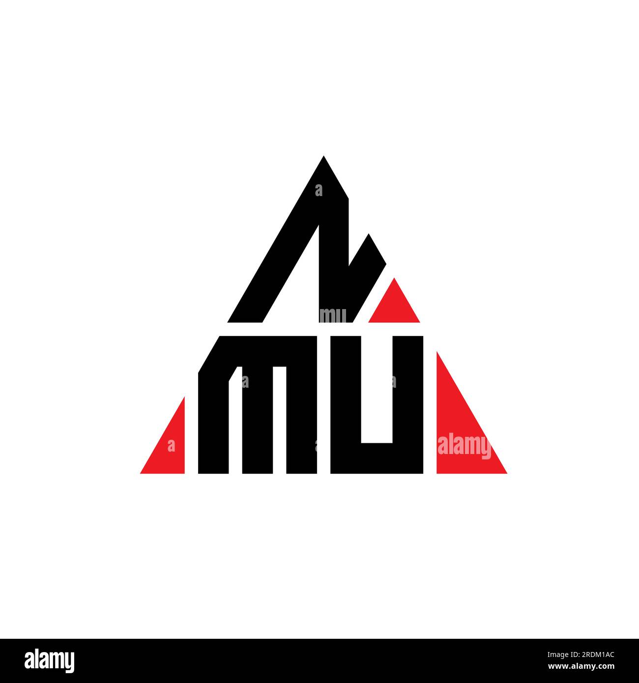 NMU triangle letter logo design with triangle shape. NMU triangle logo design monogram. NMU triangle vector logo template with red color. NMU triangul Stock Vector