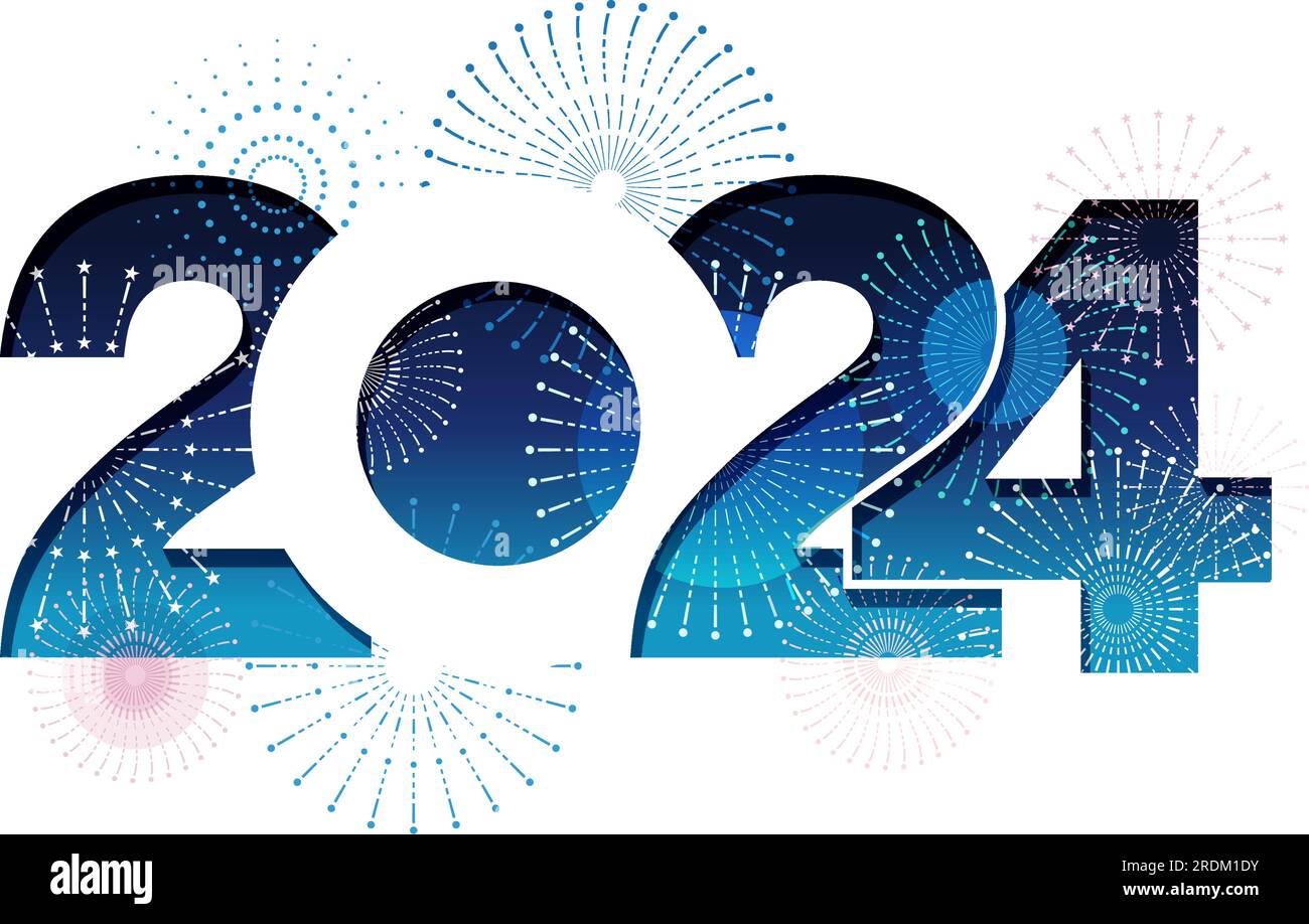 The Year 2024 New Year Greeting Symbol Logo Decorated With Celebratory