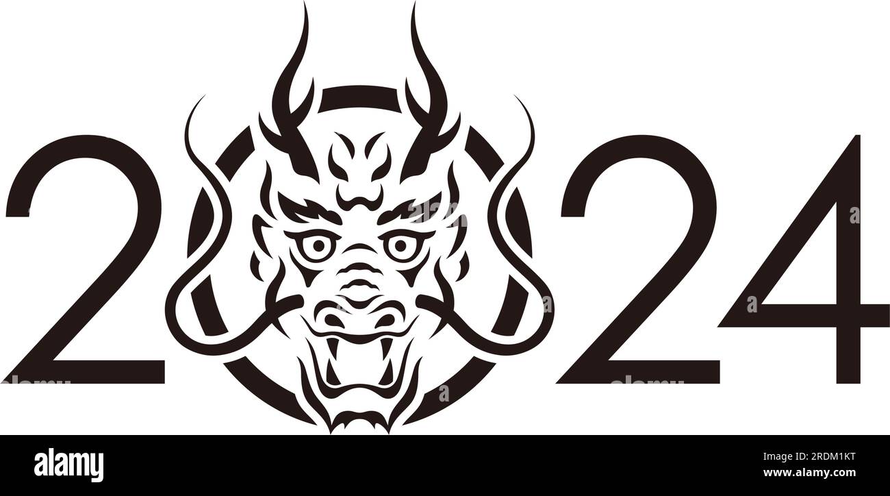 The Year 2024, Year Of The Dragon, Vector New Year Greeting Symbol With