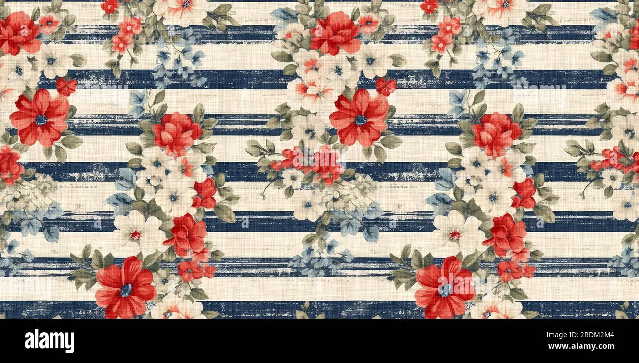 Rustic americana seamless border in traditional red, white and blue ...