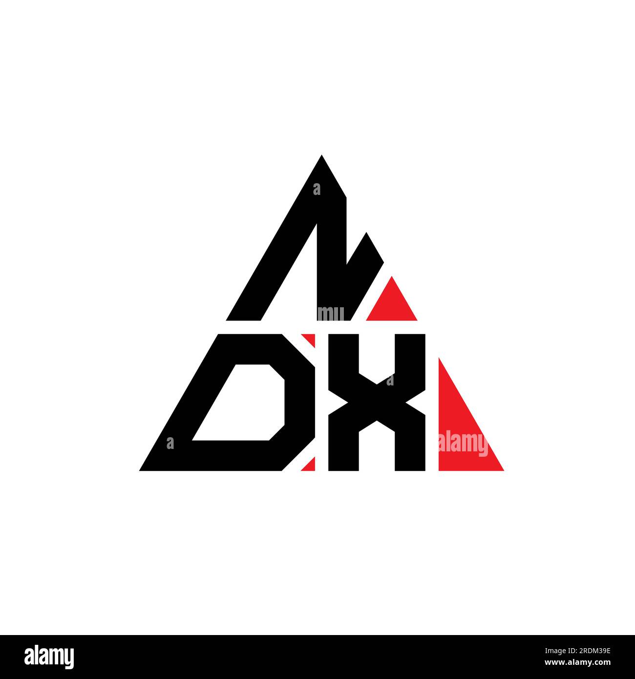 NDX triangle letter logo design with triangle shape. NDX triangle logo design monogram. NDX triangle vector logo template with red color. NDX triangul Stock Vector