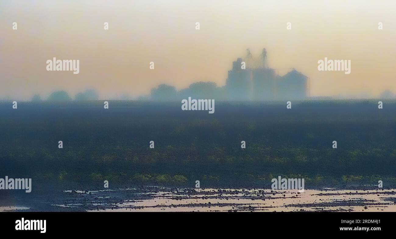 grain storage facility on the horizon Stock Photo