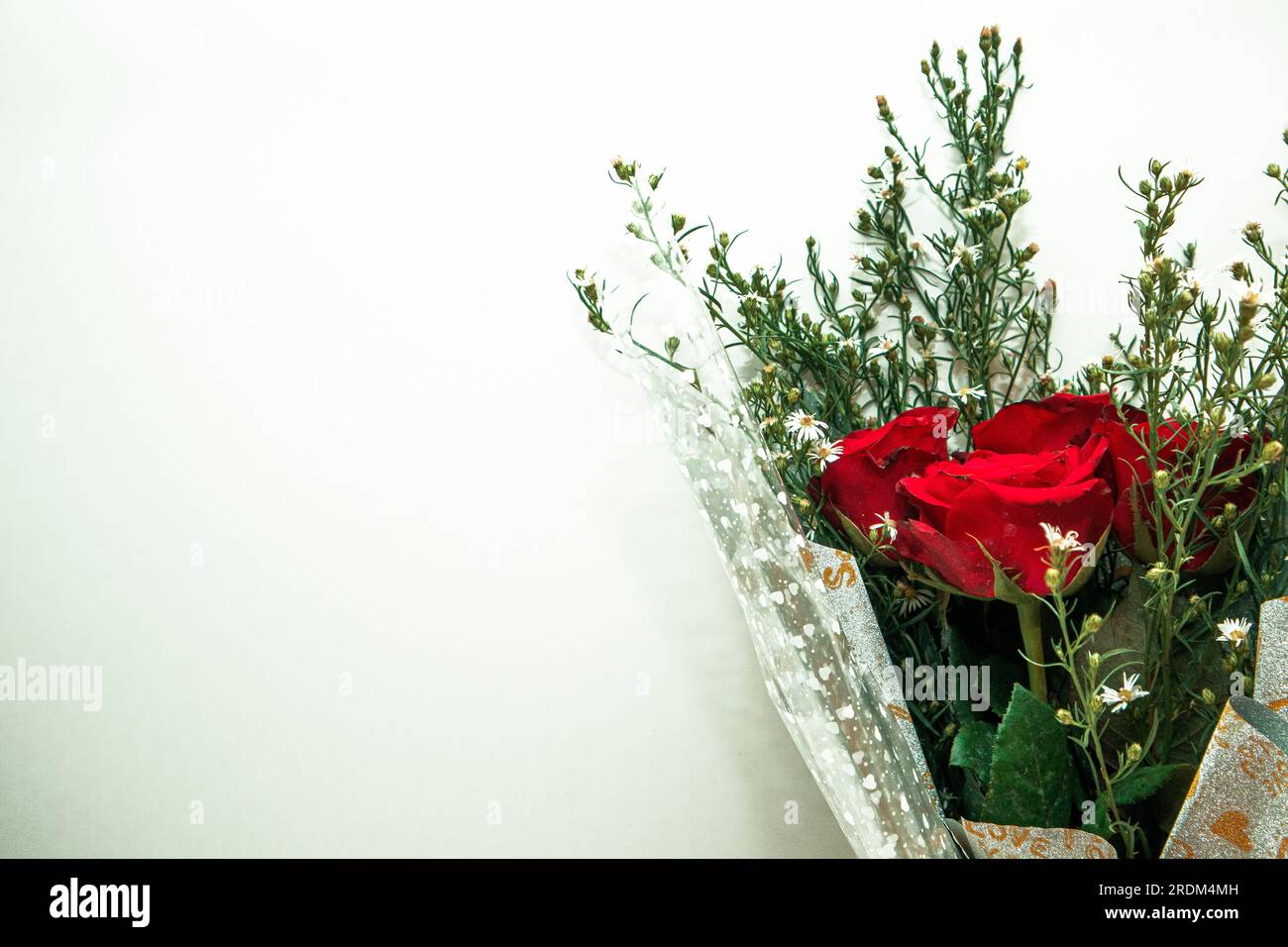 Bouquet of red roses on a white background with copy space Stock Photo ...