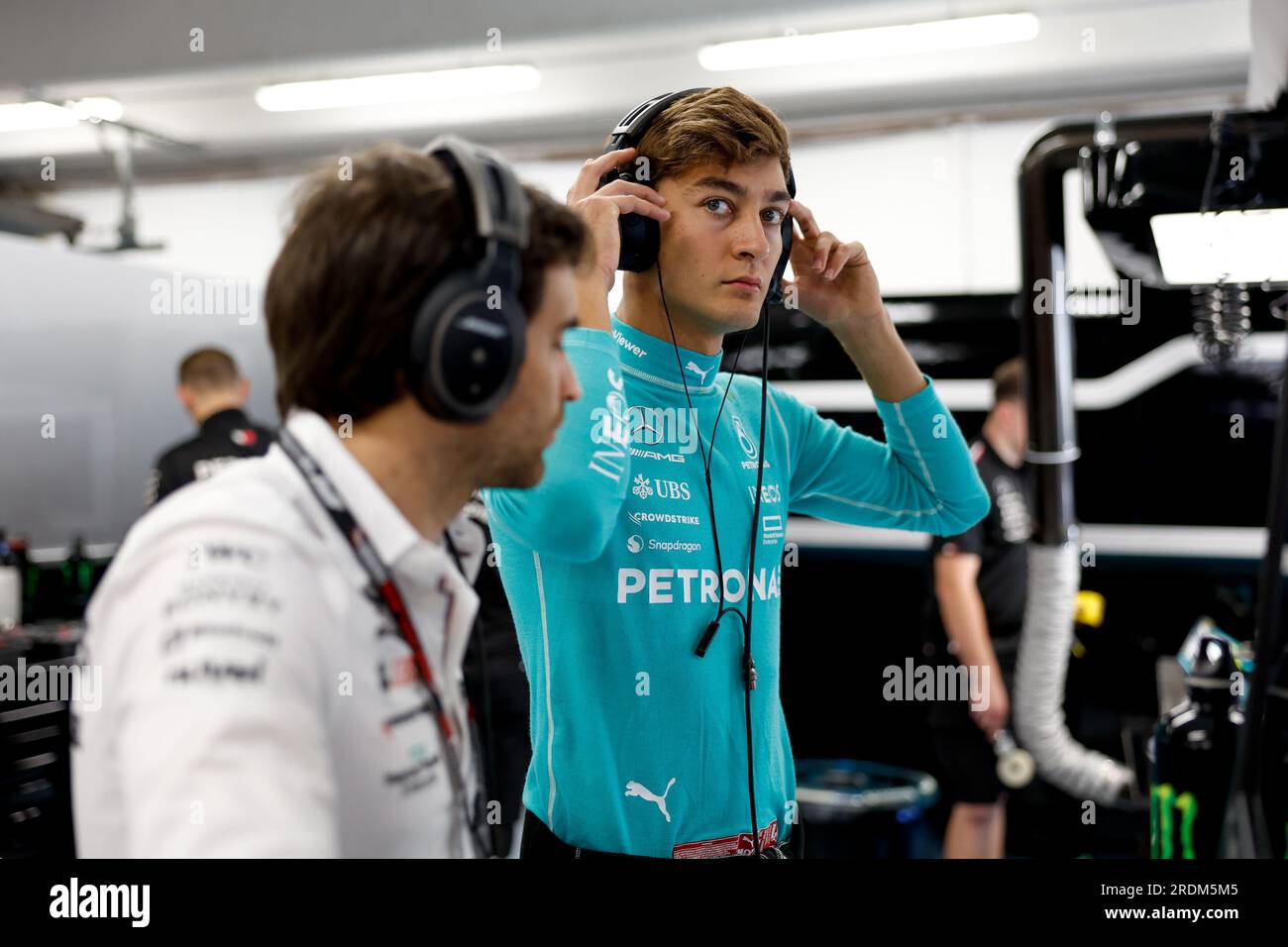 RUSSELL George (gbr), Mercedes AMG F1 Team W14, portrait during the 2023 Formula 1 Qatar Airways Hungarian Grand Prix, 11th round of the 2023 Formula One World Championship from July 21 to 23, 2023 on the Hungaroring, in Mogyorod, Hungary Stock Photo