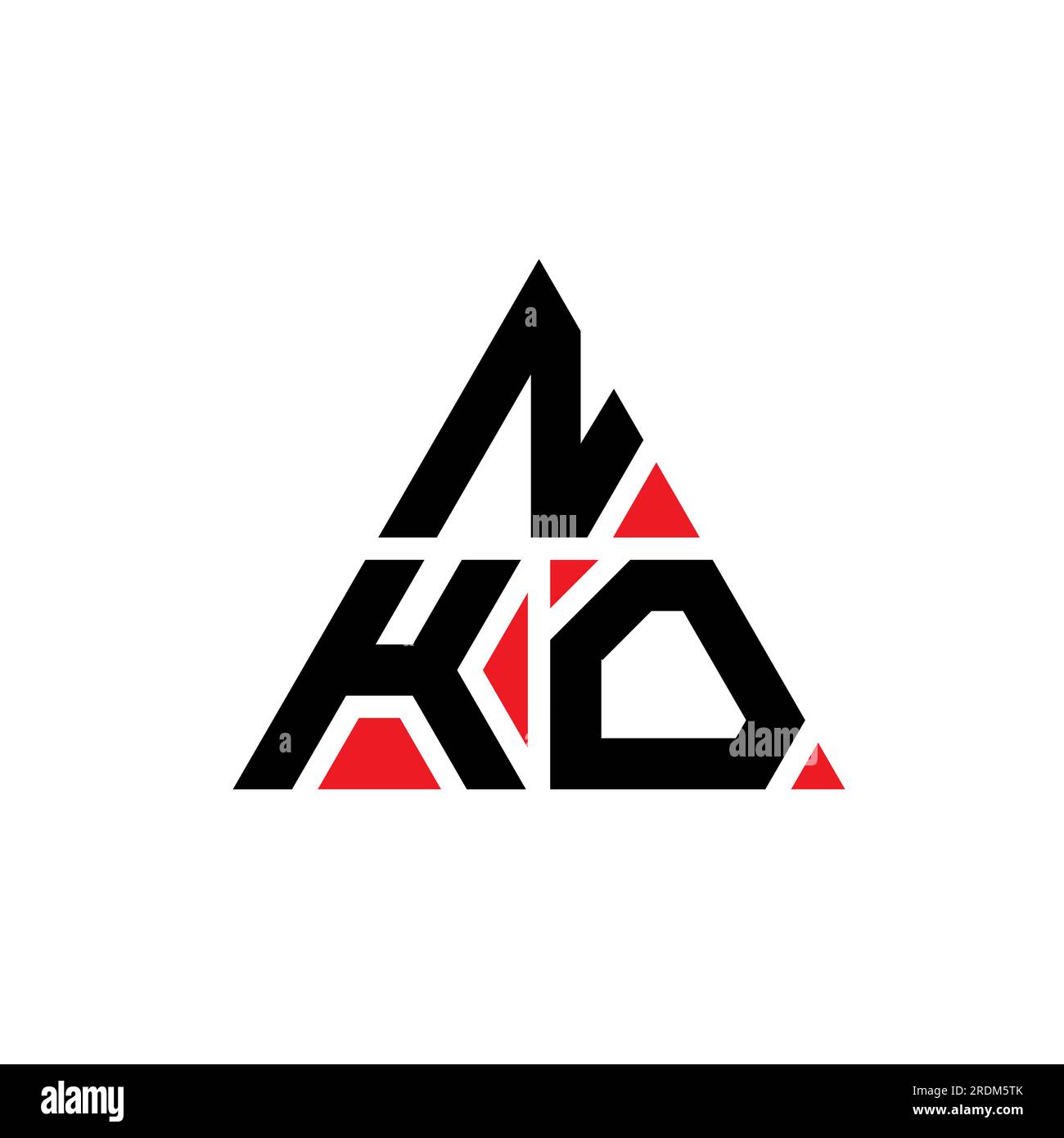 NKO triangle letter logo design with triangle shape. NKO triangle logo design monogram. NKO triangle vector logo template with red color. NKO triangul Stock Vector