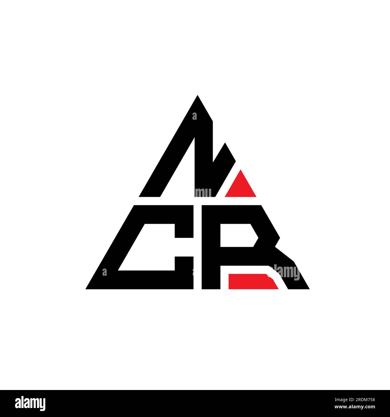 NCR triangle letter logo design with triangle shape. NCR triangle logo design monogram. NCR triangle vector logo template with red color. NCR triangul Stock Vector