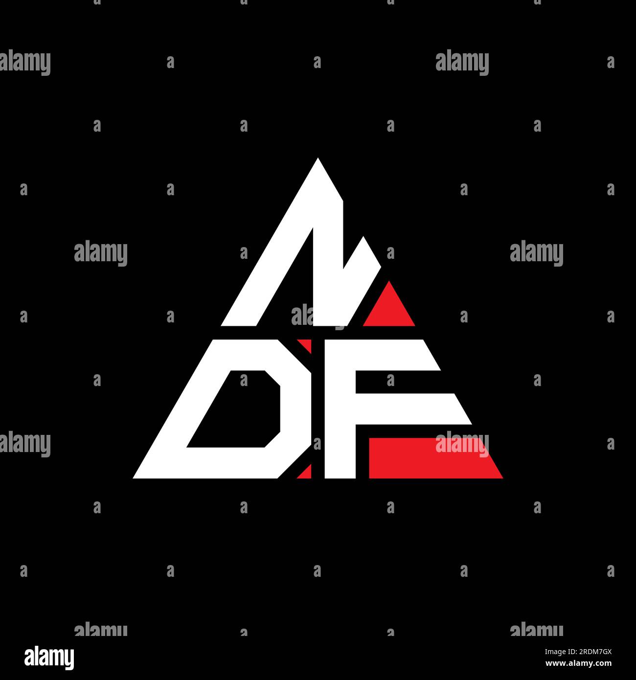 NDF triangle letter logo design with triangle shape. NDF triangle logo design monogram. NDF triangle vector logo template with red color. NDF triangul Stock Vector