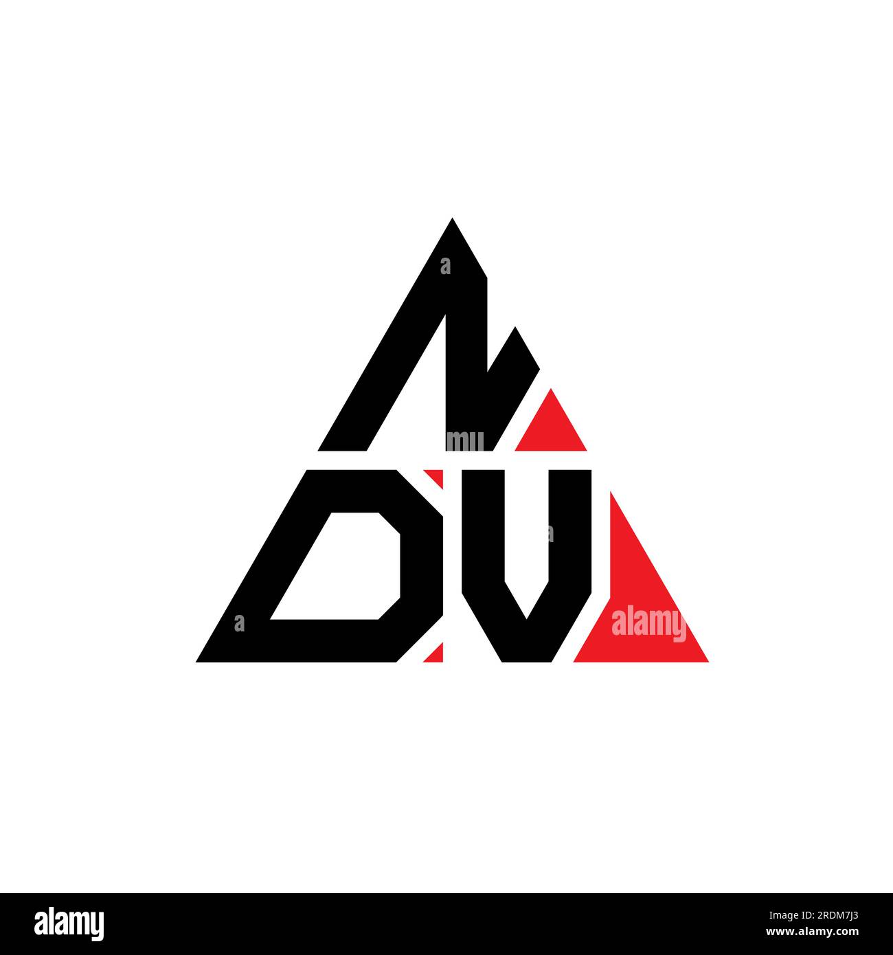 NDV triangle letter logo design with triangle shape. NDV triangle logo design monogram. NDV triangle vector logo template with red color. NDV triangul Stock Vector